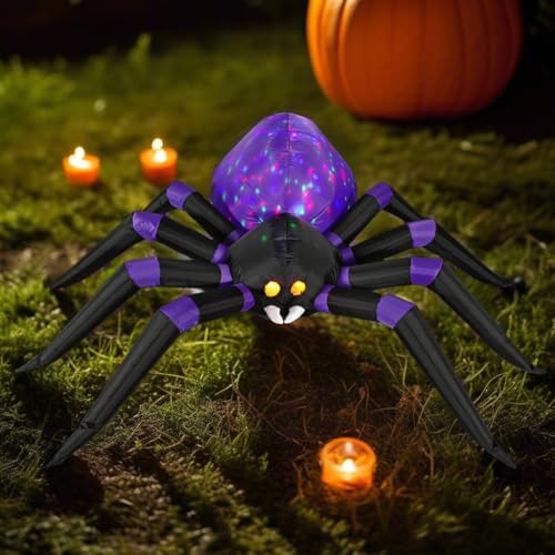 6FT Halloween Inflatable Spider Decor with LED Eyes - Outdoor Lawn & Garden Decoration