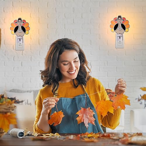 Thanksgiving Turkey Night Light - Orange Wall Plug-In Fall Seasonal Decor