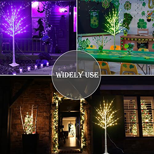RGB-5FT Color Changing Lighted Birch Tree Halloween Decor with Remote