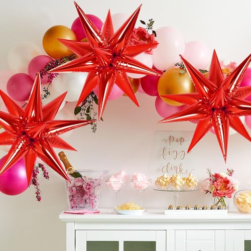 72 Pcs Foil Star Balloons Set - Red Party Decorations & Balloon Garland