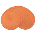 Round Placemat Set of 8 - Heat Resistant Washable Woven Braided Table Mats for Dining & Home Decor (Orange)