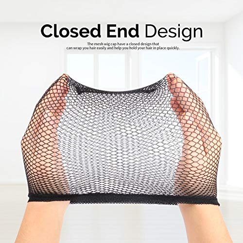 Black Mesh Wig Cap - 6 Pack, Breathable & Reusable Hair Nets for Women Men Kids