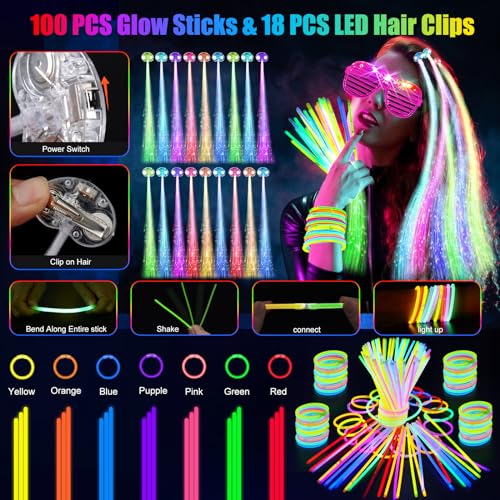 Glow in the Dark Party Supplies Kit - Indoor Outdoor Light-Up Favors