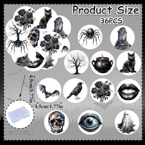 Gothic Halloween Edible Cupcake Toppers 36PCS - Black Cat Bat Castle Design D- Gothic