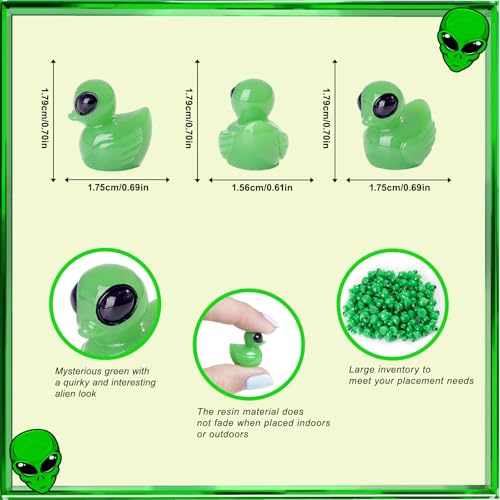 100 Pcs Mini Resin Alien Duck Figurines - Sci-Fi Space-Themed Collectible Tiny Ducks - Desktop & Party Decor