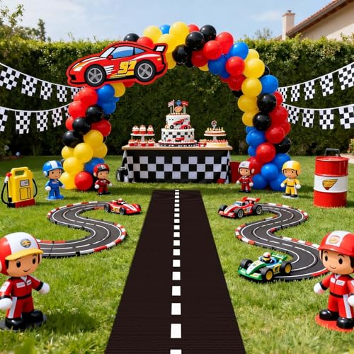 Highway Racing Theme Kitchen Floor Mat 9.8×2 ft Washable Non-Slip Rug