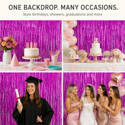 Purple Glitter Foil Fringe Curtains Party Backdrop 3.28 x 7.05 ft - 1 Pack