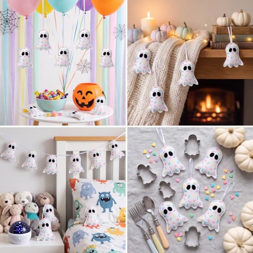 Halloween Felt Ghost Ornaments - 12 Pack, 3.15 Inch Pastel Decor for Parties