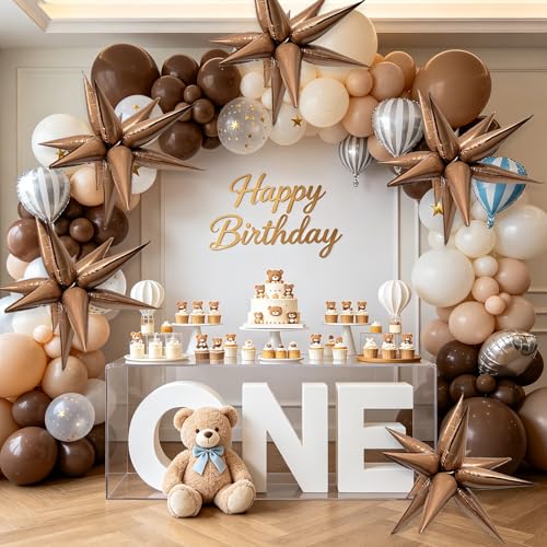Brown Star Balloons - Boho Birthday Decorations for Balloon Arch & Party Supplies