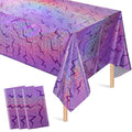 Kpop Purple Iridescent Plastic Tablecloth 54x108 Inch - 3 Pack - Disposabie Party Cover (Kpop Light Purple)