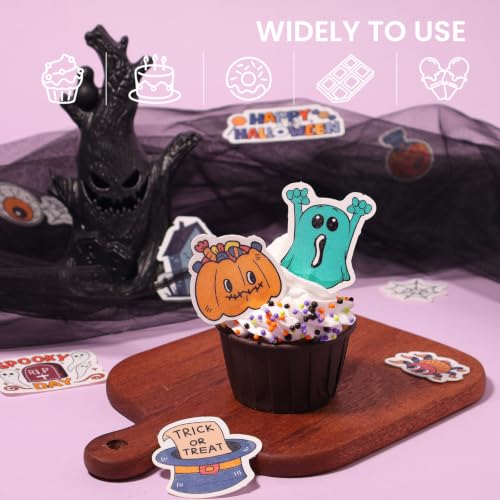Edible Halloween Cake Decorations 66 Pcs Wafer Paper Cupcake Toppers