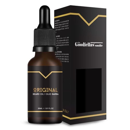 The Goodfellas' smile Original Beard Care Oil 1 oz – Whiskey & Wood Scent – Moisturizing & Shine Enhancing Conditioner – Softens, Protects & Tames Frizz – Lightweight Non-Greasy Beard Grooming Oil