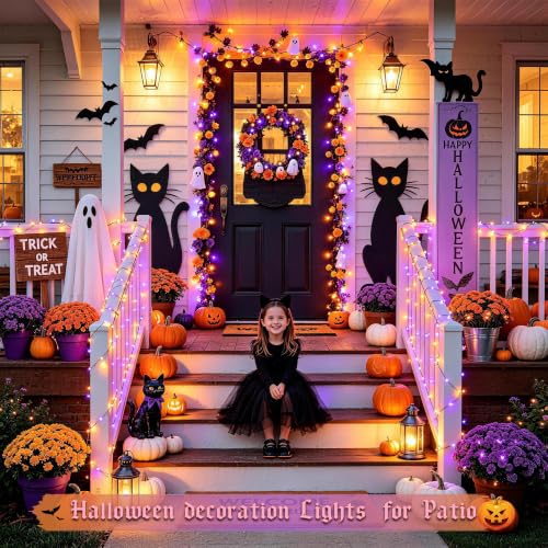 Halloween Fairy Lights 100 LED Orange & Purple USB Powered String Lights - Indoor Decor