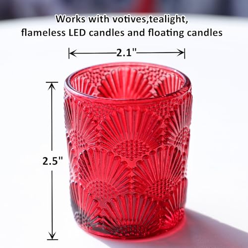 Red Votive Candle Holders Set of 24 Boho Style Christmas Decorations