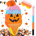 Large Halloween Pumpkin Piñata - Orange Ice Cream Cone Decoration, 21 Inch