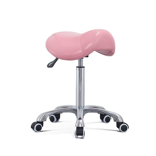 Antlu Saddle Stool Rolling Chair for Massage Clinic Spa Salon Cutting, Saddle Rolling Stool with Wheels Adjustable Height (Pink)
