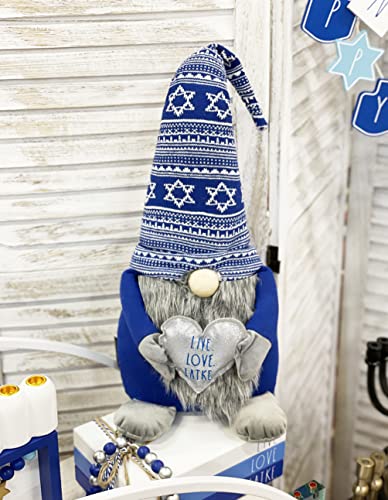 Hanukkah Gnome Plush Figurine with Heart Ornament - Live Love Latke Variation