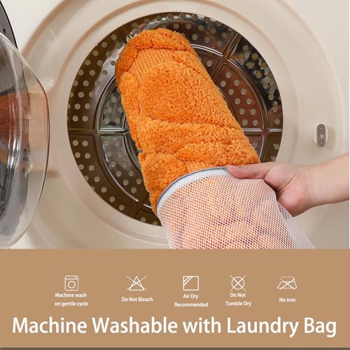 Fall Pumpkin Bath Mat 20x32 Inches - Harvest Orange Bathroom Rug with Anti-Slip Backing, Rectangular