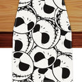 Halloween Skeleton Skull Table Runner Black & White 13x72 Inches - Gothic Holiday Decor