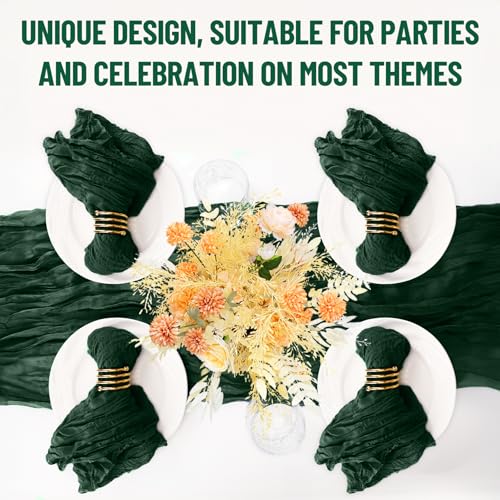20x20 Inch Emerald Green Cheesecloth Napkins Set of 100 - Rustic Boho Table Linens