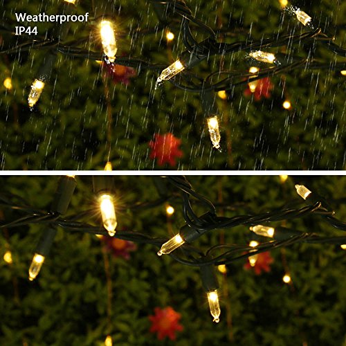 Warm White Twinkle Christmas Lights - 100 LED Connectable String, Indoor Outdoor