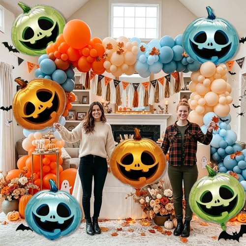 Spooky Doll Halloween Party Decorations - Scary Pumpkin Balloons Set
