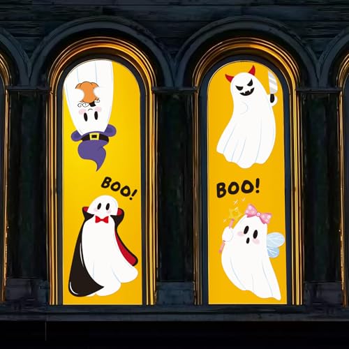 Halloween Ghost Window Clings - Large Reusable Stickers for Party & Home Decor