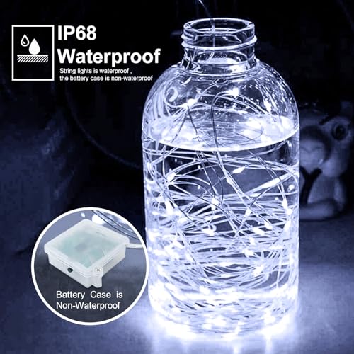 White Battery Operated Fairy String Lights 6 Pack - Waterproof 7ft LED with Remote