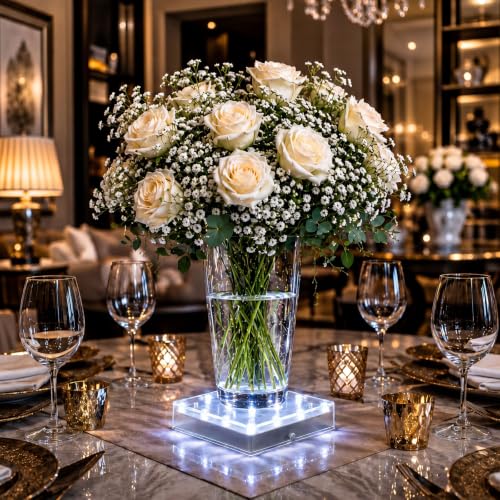 10 Pack 5-Inch Square LED Light Bases for Glass Art & Centerpieces
