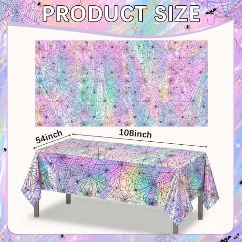 Halloween Party Tablecloth Set - 3 Disposable Iridescent Spiderweb Plastic Coverings Variation of THIS listing