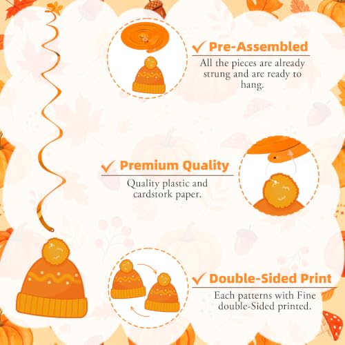 Fall Hanging Swirls Decorations - Pumpkin, Maple Leaf & Hello Fall Banner Set