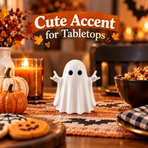 Halloween Ghost Figurine with Rock Hand - Cheeky Resin Halloween Decor - Variation C