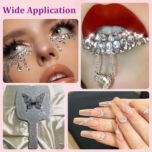 Silver Clear Resin Rhinestones 25000pcs Crafting Gems with Glue - Large Pack