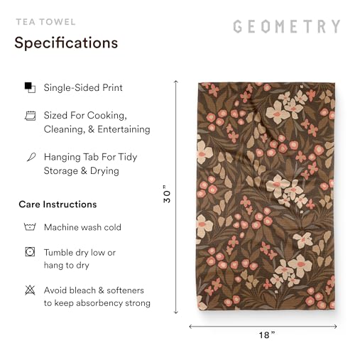 Geometry Fall Vibes Kitchen Towels - Microfiber Quick Dry Floral Dish Cloth 18x30 Inches - 1 Piece