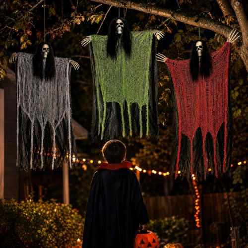 Halloween Hanging Ghost Decorations 39.5 Inches - Spooky Yard & Indoor Decor 3 Pack