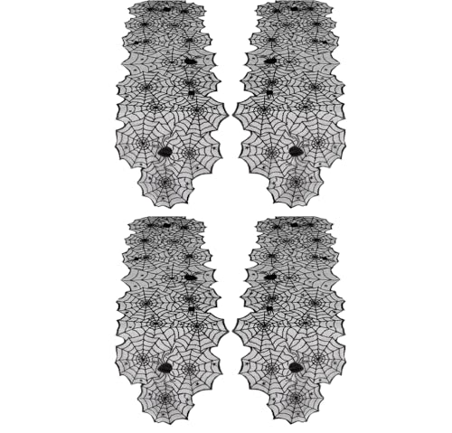 Halloween Table Runner Black Lace Spider Web 4-Pack 18x72 Inches - Variation of THIS listing