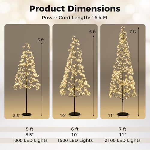 Lighted 5 FT Birch Tree with Warm White LED Lights - Black Variation