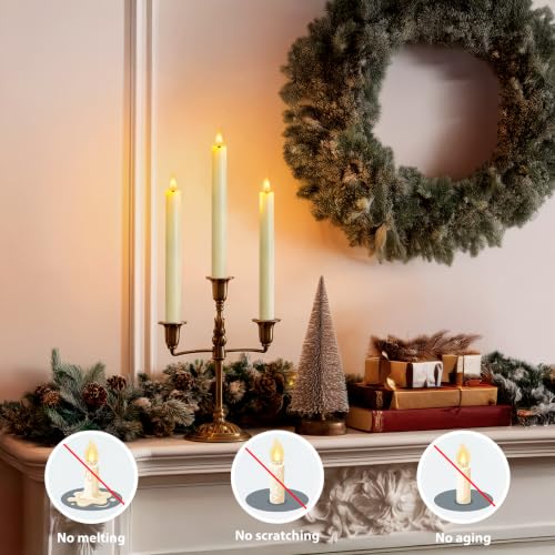 Meigic Ivory 6-Piece Flameless Taper Candles with Remote Timer & Dimmer - 9.6 Inch LED Battery Candlesticks for Indoor Home & Wedding Decor