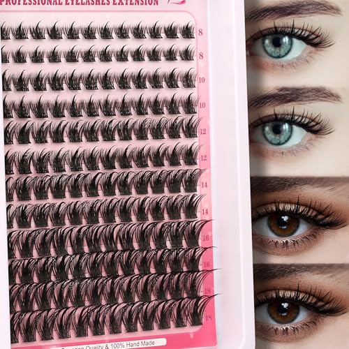 Luxurious C/D Curl 8-18mm Spiky Lash Clusters for Dramatic & Natural Looks - 144 Pcs