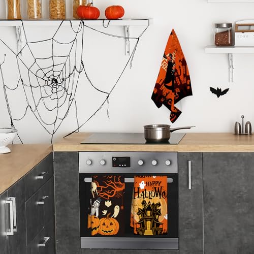 Pumpkin Ghost Halloween Kitchen Towels - Boo Halloween Dish Towels - 6 Pieces