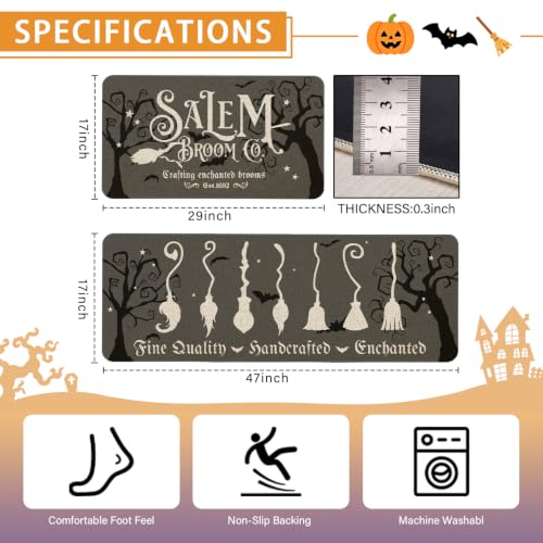 Halloween Witches Kitchen Rugs and Mats Set of 2 - 1.5 x 3.11 ft Rectangular Halloween Floor Decor