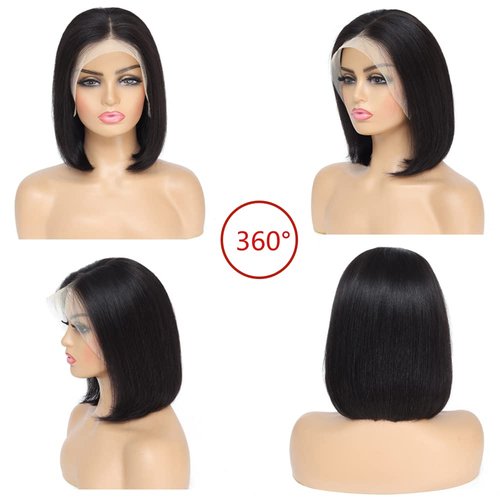 Short Bob Wig Human Hair 13x4 Frontal Bob Wigs 180% Density Glueless Wigs Pre Plucked Short Bob Wigs for Black Women (10 inch)