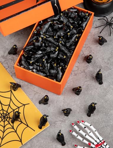 Mini Resin Crows Figurines Set - Halloween Decor, Gothic Garden & Haunted House Accessories