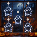 Ghost Halloween Window Lights Set - 5 LED Ghost Silhouettes, Battery Operated, Timer