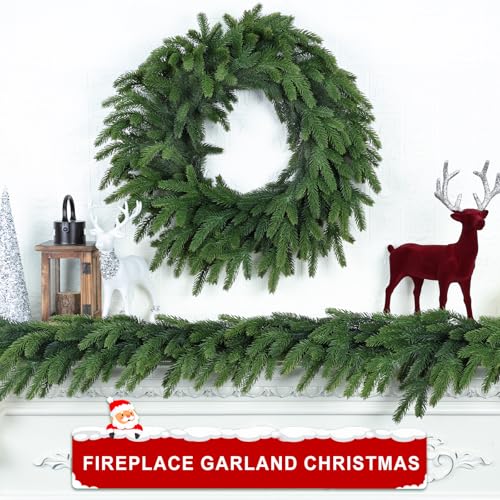 9Ft Artificial Christmas Garland for Staircase & Fireplace - Soft Pine, Realistic & Bendable Holiday Decor