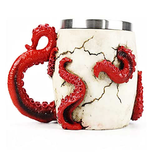 Skull Coffee Mug with Handle - 13oz Stainless Steel & Resin Halloween Gift