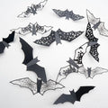 Halloween Wall Decor Bats Stickers - 24Pcs 3D Vinyl Bat Wall Decals - Bats Wall Decor Stickers-1