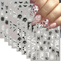 Halloween Nail Stickers 8Pcs Ghost Spider Web 3D Rhinestone Decals for Women DIY Nails - Diamond Spider Ghost Variation