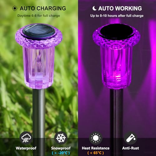 Halloween Solar Pathway Lights 10 Pack - Purple Outdoor LED Ghostly Decor