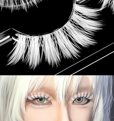 White False Eyelashes for Halloween, Christmas & Anime Costumes - Lightweight Synthetic Lashes